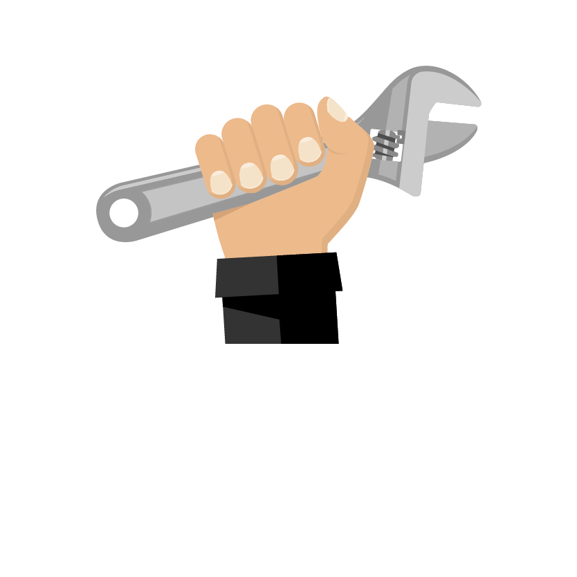 Professional & reliable graphic | Hand holding spanner