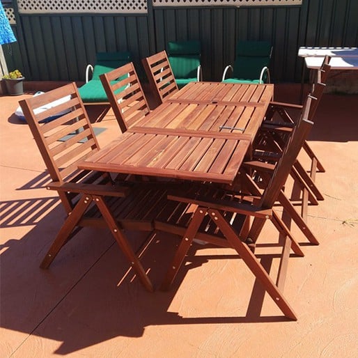 Wooden outdoor table set