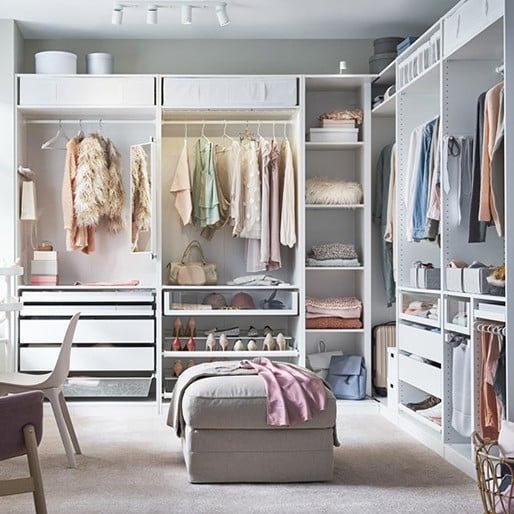 Large wardrobe with clothes