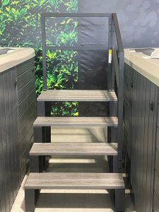Spa pool stairs with railing in Tauranga