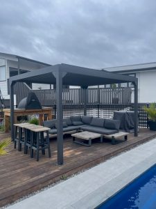 Black Gazebo and outdoor furniture set in Tauranga